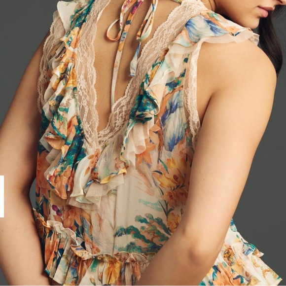 Anthropologie Sleeveless Trailing Ruffle Blouse - Picture 3 of 4